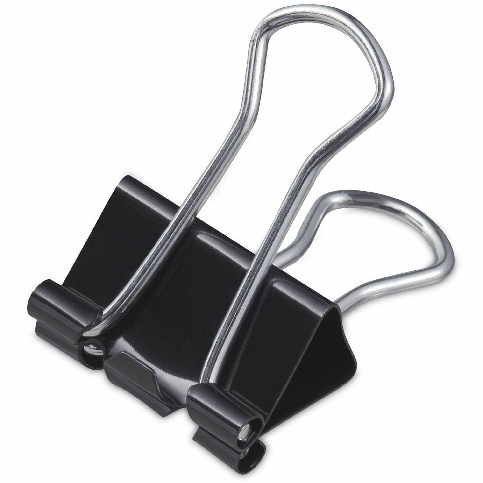 Universal Binder Clips with Storage Tub, Small, Black/Silver, 40/Pack - Small - 0.7" Width - 0.38" Size Capacity - Black, Silver - Metal, Steel Wire - 40 / Pack