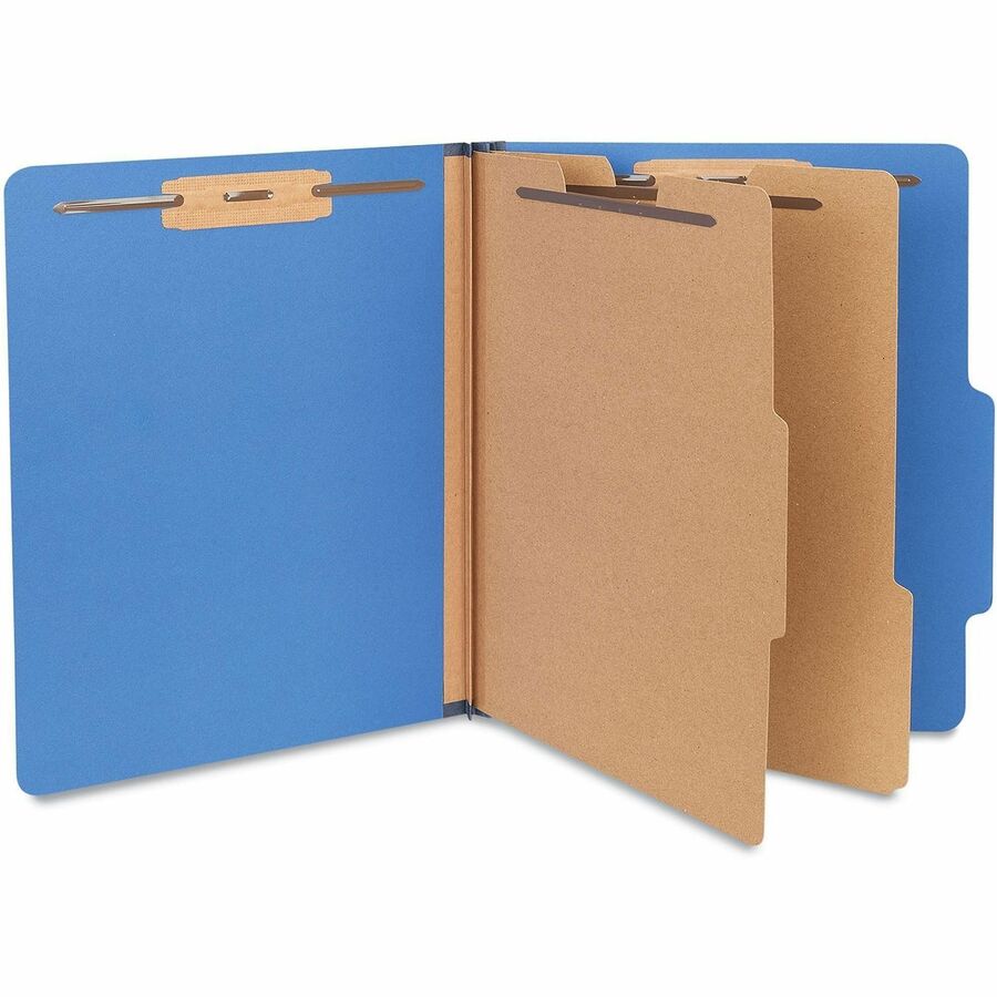 Universal 2/5 Tab Cut Letter Classification Folder - 8 1/2" x 11" - 2 1/2" Expansion - 6 Fastener(s) - 2" Fastener Capacity - Top Tab Location - Assorted Tab Position - 2 Divider(s) - Blue - 10 Box