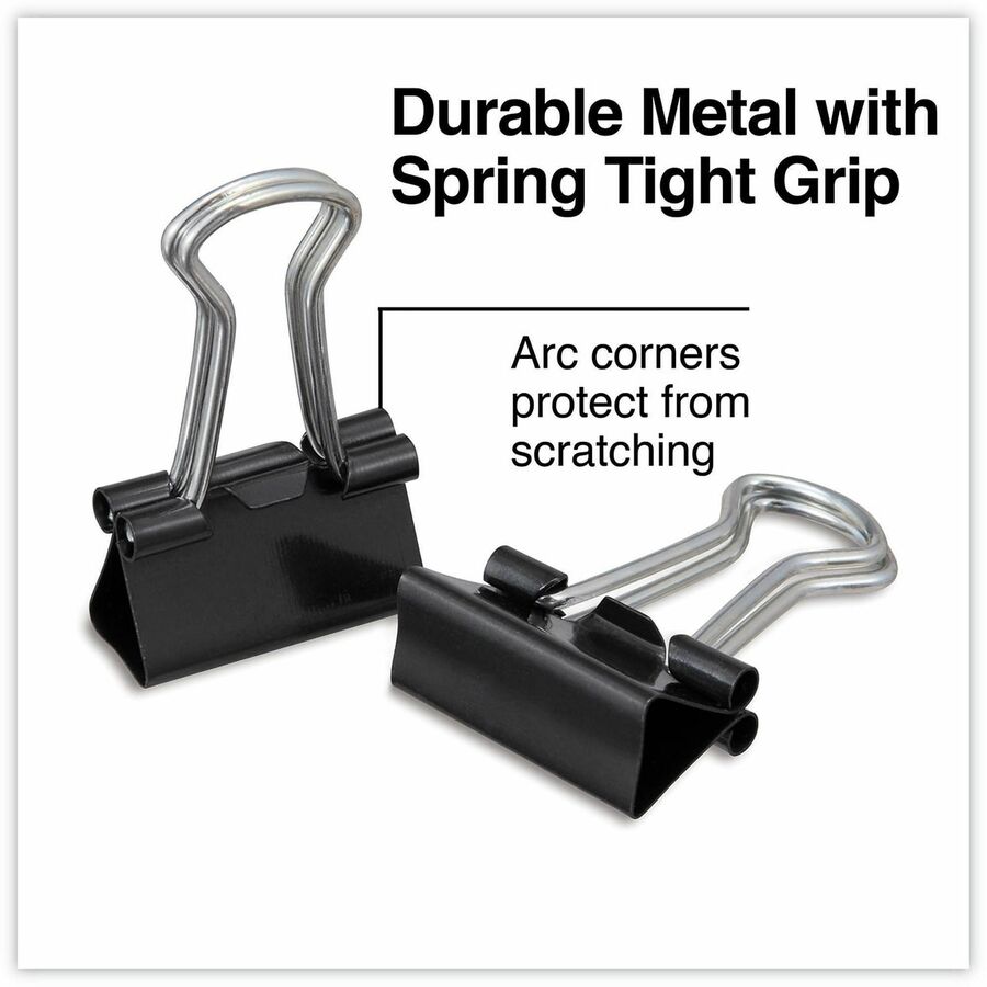 Universal Binder Clips with Storage Tub, Mini, Black/Silver, 60/Pack - Mini - 0.6" Width - 0.25" Size Capacity - Black, Silver - Metal, Steel Wire - 60 / Pack