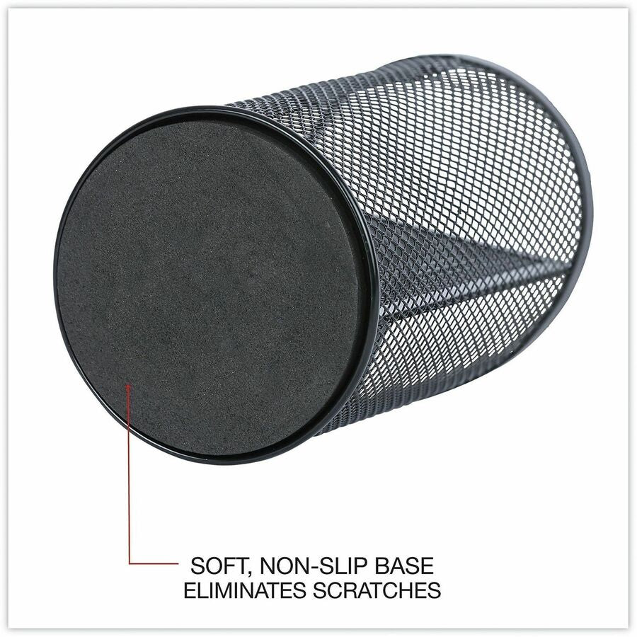 Universal Metal Mesh 3-Compartment Pencil Cup, 4.13" Diameter x 6"h, Black - 3 Compartment(s) - 6" Height - Black - Metal - 1 Each