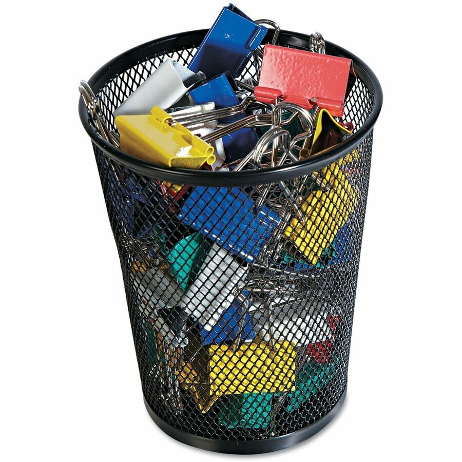 Universal Jumbo Steel Mesh Pencil Cup, 4.38" Diameter x 5.38"h, Black - 1 Compartment(s) - 5.38" Height - Black - Steel Mesh - 12 Each