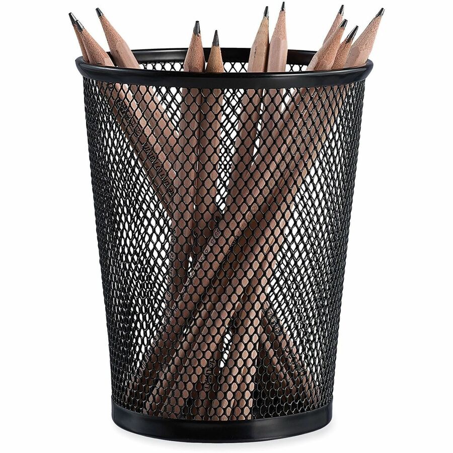 Universal Jumbo Steel Mesh Pencil Cup, 4.38" Diameter x 5.38"h, Black - 1 Compartment(s) - 5.38" Height - Black - Steel Mesh - 12 Each