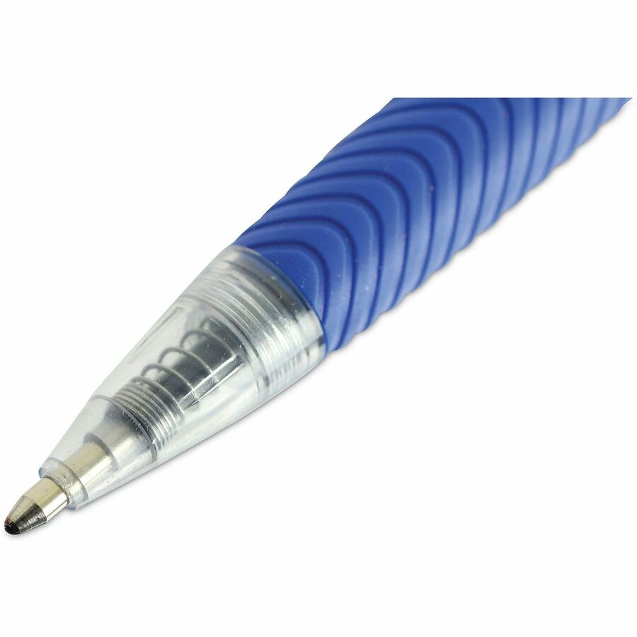 Universal Comfort Grip Ballpoint Pen - 1 mm Medium Conical Pen Point - Retractable - Blue Ink - Clear, Blue Barrel - 1 Dozen