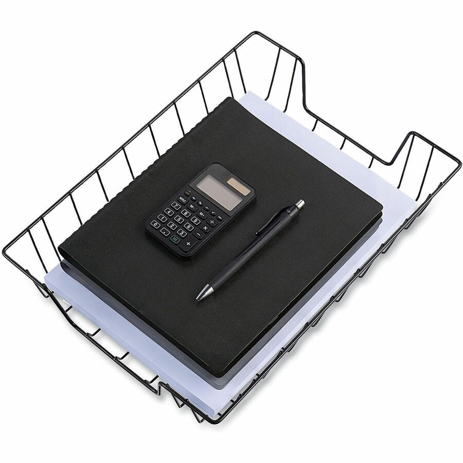 Universal Wire Metal Letter Tray, 1 Section, Letter Size Files, 10" x 14.13" x 3" , Black - 1 Compartment(s) - 3" Height x 10" Width x 14.13" Depth - Black - Steel Wire - 1 Each