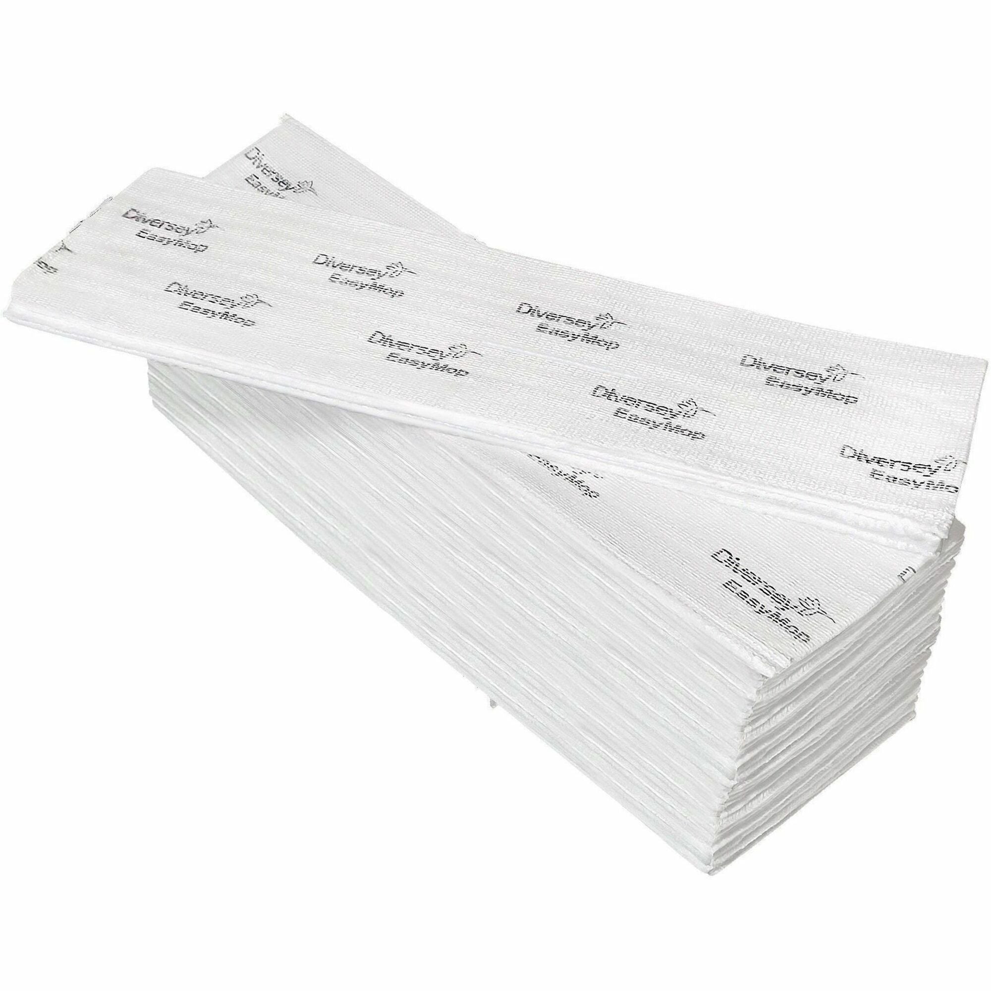 TASKI EasyMop Single-Use Mop Pads - 16" Width x 5" Depth - Disposable - White - 0.82 oz - 10 / Carton