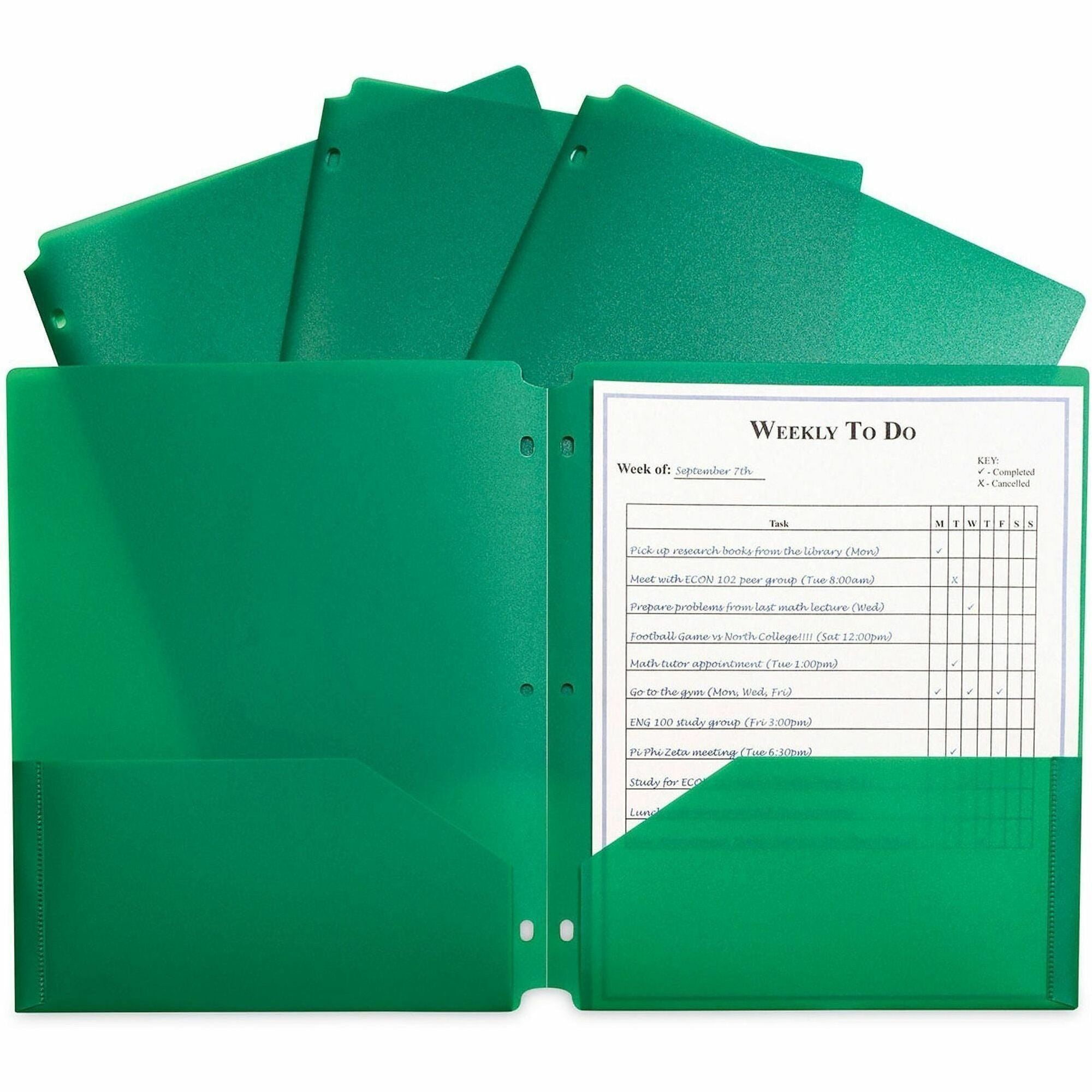 C-Line Letter Pocket Folder - 8 1/2" x 11" - 2 Pocket(s) - Poly, Polypropylene - Green - Heavyweight, Tear Resistant, Long Lasting, Pre-punched - 0% Recycled - 25 / Box