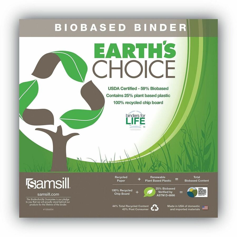 Samsill Earth's Choice Ring Binder - 1 1/2" Binder Capacity - Letter - Fastener(s): D-Ring - Rose - Recycled - 2 / Pack