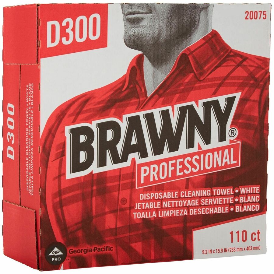 Brawny&reg; Professional D300 DRC Wipers - 1 Ply - 9.20" Width x 15.60" Length - White - 10 / Carton