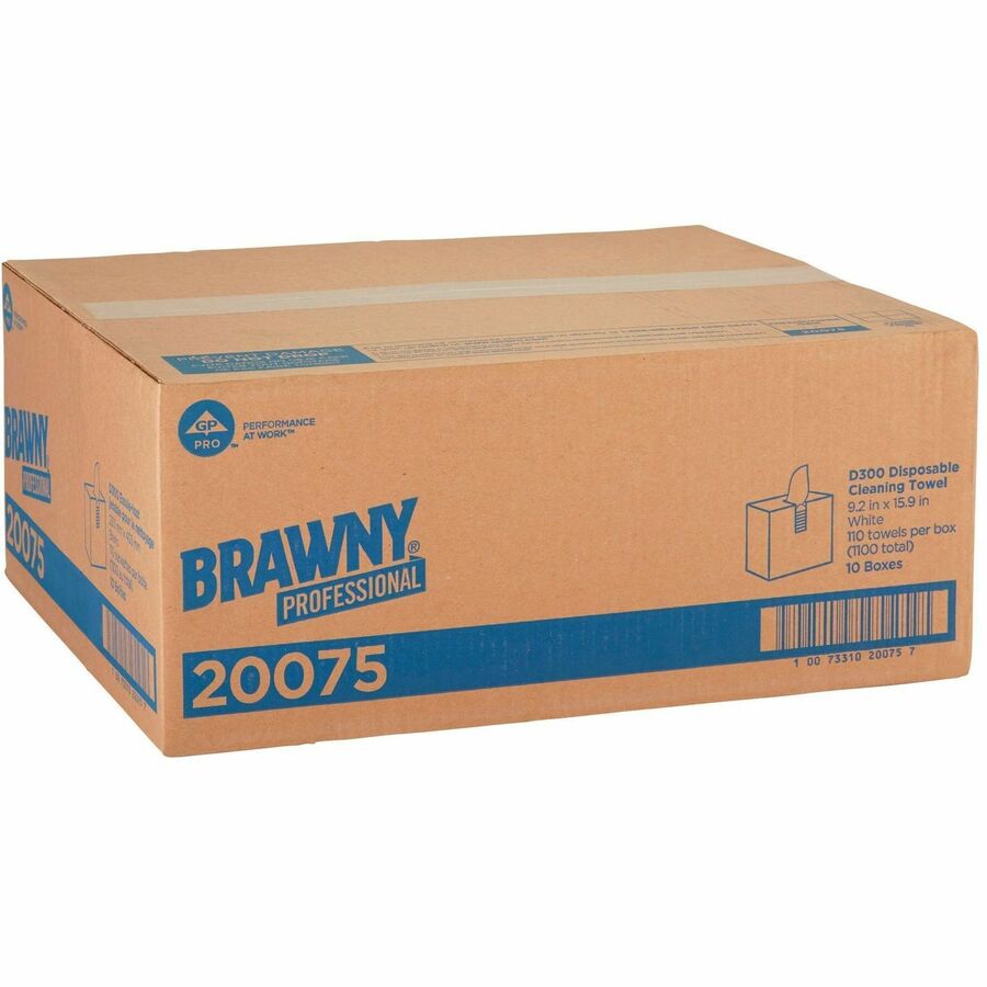 Brawny&reg; Professional D300 DRC Wipers - 1 Ply - 9.20" Width x 15.60" Length - White - 10 / Carton