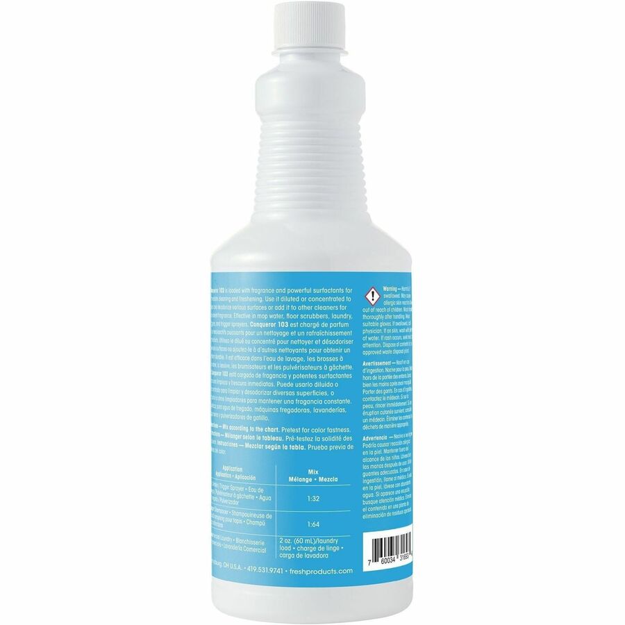 Fresh Products Conqueror 103 Surface Deodorizer - For Multi Surface - Concentrate - Liquid - 32 fl oz (1 quart) - Tutti Frutti Scent - Recommended For: Odor Remover - Water Soluble, Deodorize - Clear - 1 Each