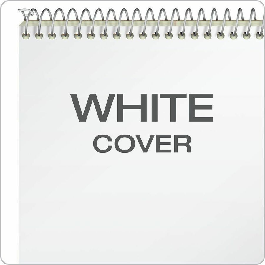 Ampad White Cover Steno Book - 80 Sheets - 160 Pages - Spiral Bound - Gregg Ruled Margin - 20 lb Basis Weight - 6" x 9" Sheet Size - Green Tint Paper - White Chipboard Cover - Portable, Spiral Bound, Sturdy Cover - 6 / Pack