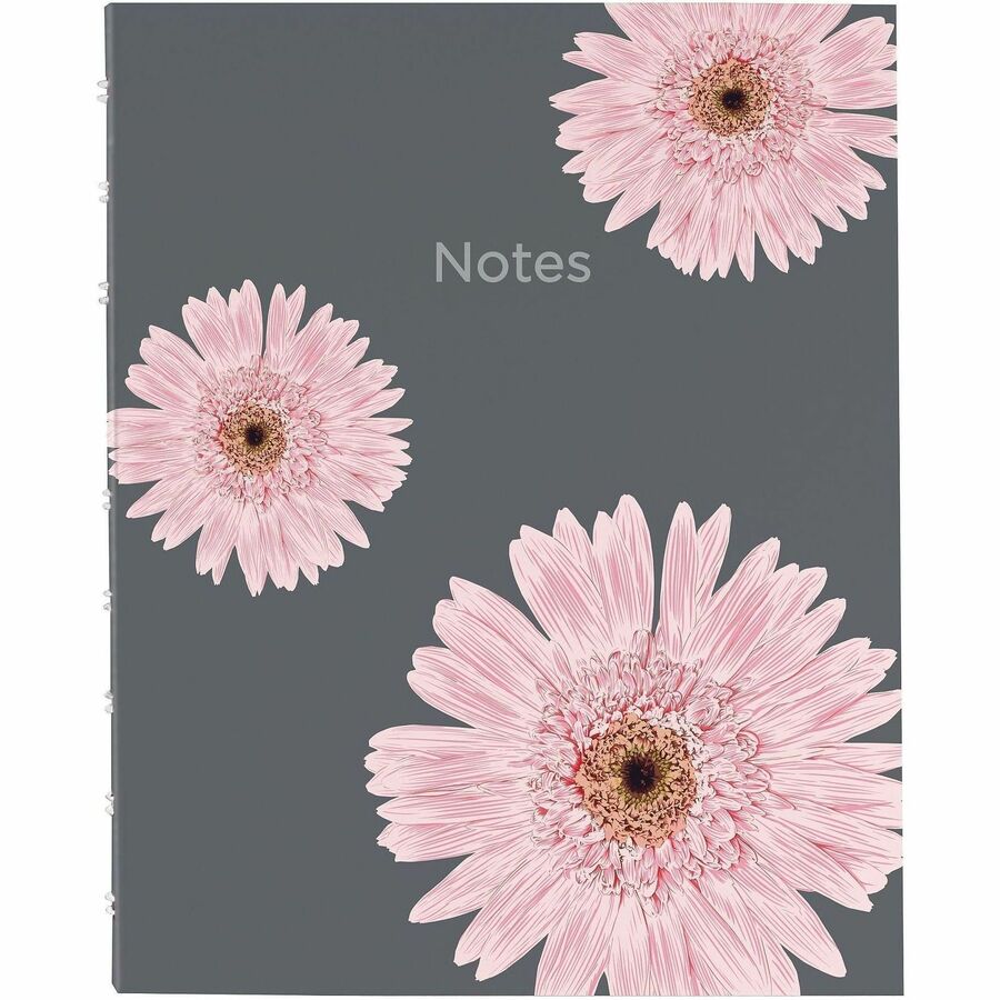 Blueline NotePro Pink Daisy Notebook - 150 Pages - Twin Wirebound - Ruled Margin - 9 1/4" x 7 1/4" Sheet Size - Pink Daisy Cover - Micro Perforated, Note Section, Hard Cover, Sturdy, Self-adhesive Tab, Storage Pocket, Acid-free Paper, Fade Resistant, I...