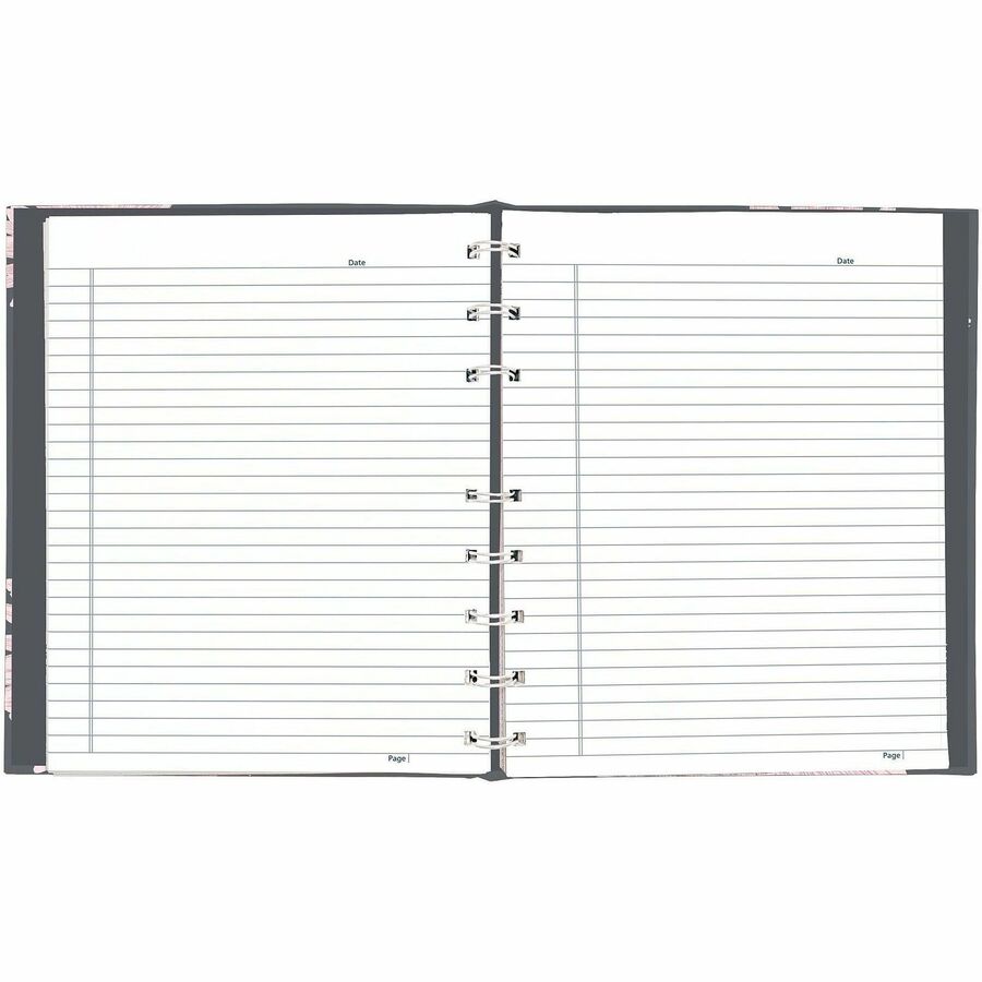 Blueline NotePro Pink Daisy Notebook - 150 Pages - Twin Wirebound - Ruled Margin - 9 1/4" x 7 1/4" Sheet Size - Pink Daisy Cover - Micro Perforated, Note Section, Hard Cover, Sturdy, Self-adhesive Tab, Storage Pocket, Acid-free Paper, Fade Resistant, I...