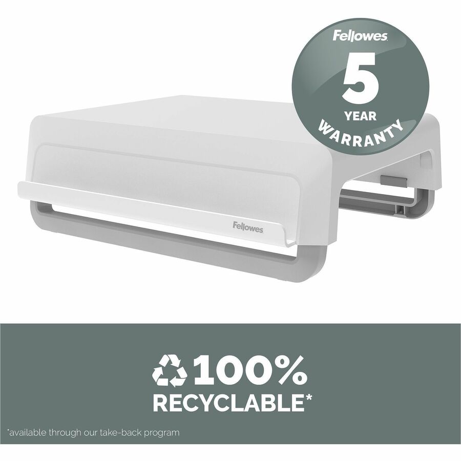 Fellowes Breyta Monitor Stand - White - For Monitor - Adjustable Height, Ergonomic