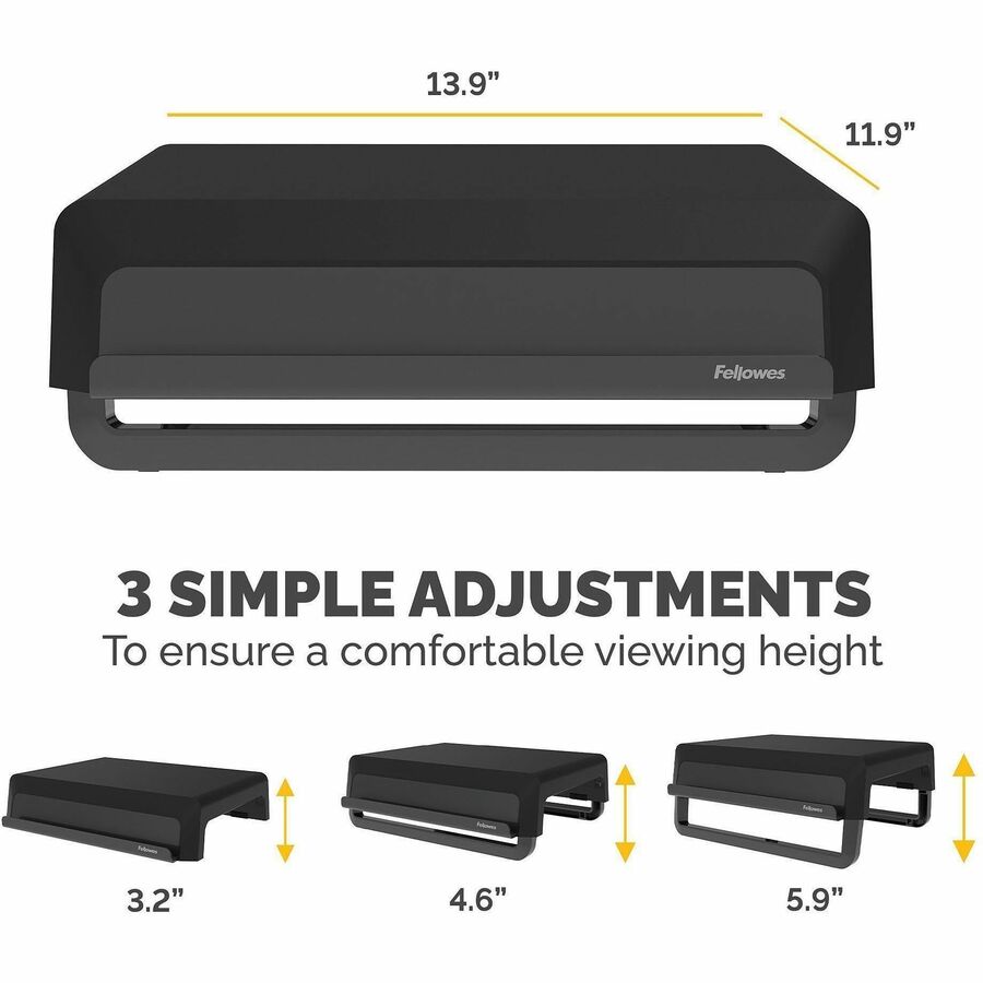 Fellowes Breyta Monitor Stand - Black - For Monitor - Adjustable Height, Ergonomic