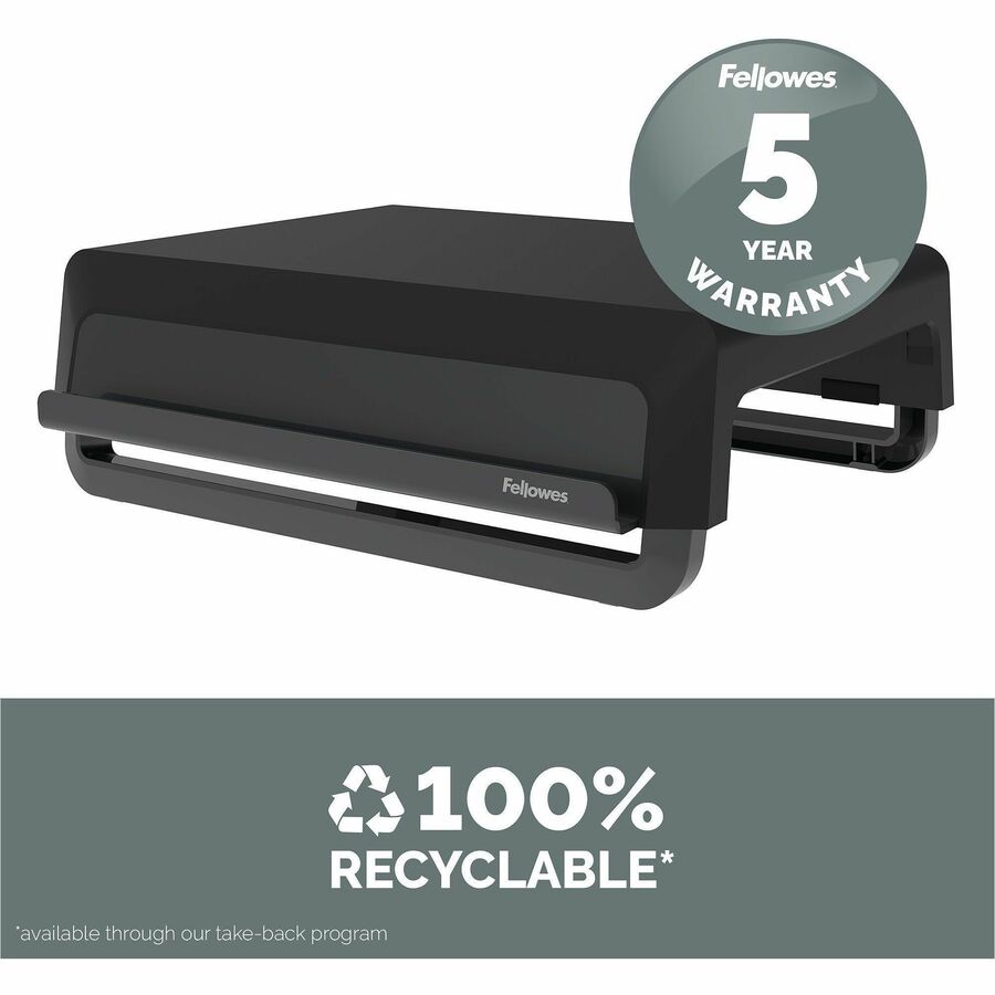 Fellowes Breyta Monitor Stand - Black - For Monitor - Adjustable Height, Ergonomic