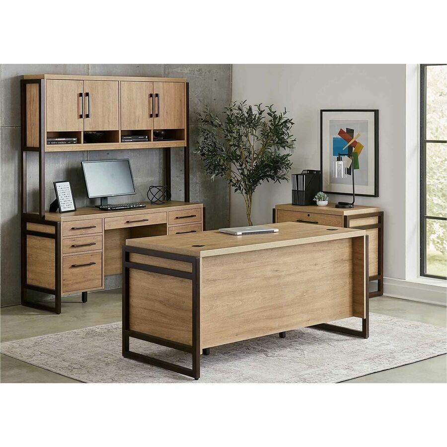 Martin Mason Concrete Laminate Unit - 31" Height x 66" Width x 30" Depth - Total Drawer(s): 7 - Double Pedestal - Material: Thermofused Laminate (TFL) - Finish: Monarca Natural, Wood - Center Drawer, Storage Drawer, Cable Management, Grommet, Heavy Dut...