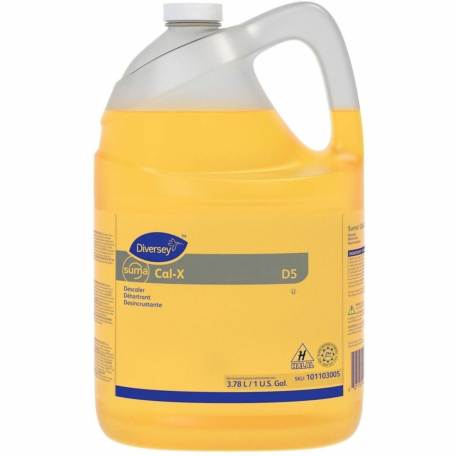 Diversey Suma Cal-X Descaler - For Multipurpose - Concentrate - Liquid - 128 fl oz (4 quart) - 0.5 to 0.9 pH - Acidic Scent - Kosher - Clear Red - 4 / Carton