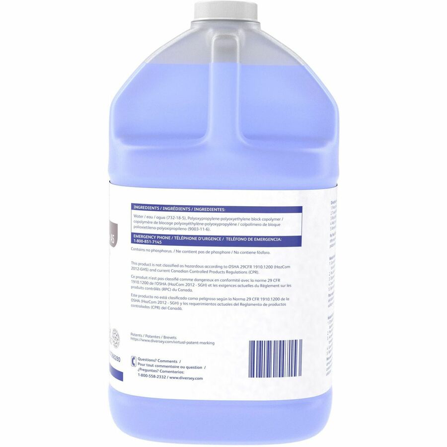 Suma Rinse A5 - For General Purpose, Dishwasher, Dish - Liquid - 128 fl oz (4 quart) - 7.1 to 7.42 pH - Surfactant Scent - Kosher, Low Foaming, Streak-free, Quick Drying - Blue - 4 Carton