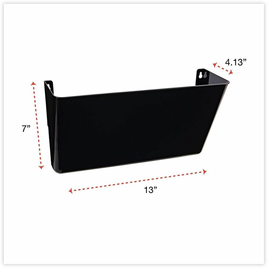 Universal Wall File Pockets, Plastic, Letter Size, 13" x 4.13" x 7" , Black - 1 Pocket(s) - 7" Height x 13" Width x 4.13" Depth - Black - Plastic - 1 Each