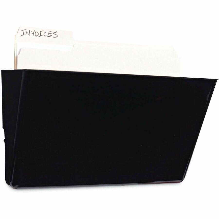 Universal Wall File Pockets, Plastic, Letter Size, 13" x 4.13" x 7" , Black - 1 Pocket(s) - 7" Height x 13" Width x 4.13" Depth - Black - Plastic - 1 Each