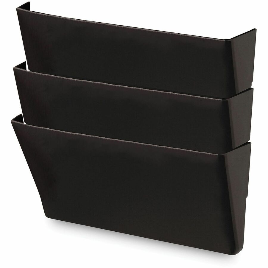 Universal Wall File Pockets, 3 Sections, Letter Size,13" x 4.13" x 14.5" , Black, 3/Pack - 3 Pocket(s) - 14.50" Height x 13" Width x 4.13" Depth - Expandable - Black - Plastic - 3 / Pack