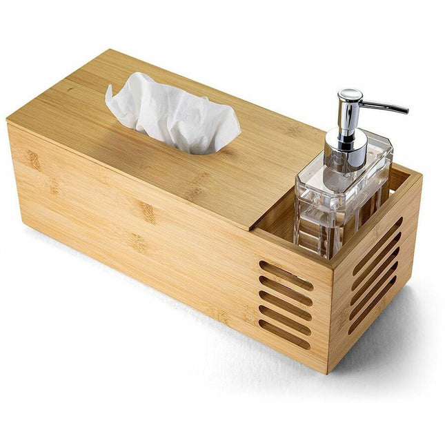 Officemate Bamboo Tissue Box - Natural - Biodegradable, Non-slip, Anti Slip Base - 1 Each
