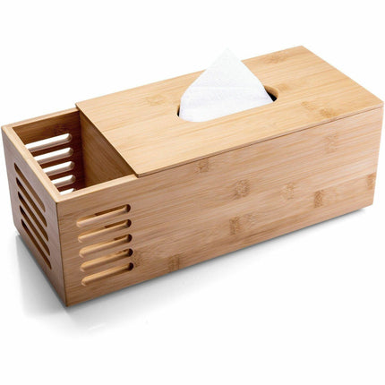 Officemate Bamboo Tissue Box - Natural - Biodegradable, Non-slip, Anti Slip Base - 1 Each
