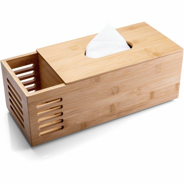Officemate Bamboo Tissue Box - Natural - Biodegradable, Non-slip, Anti Slip Base - 1 Each