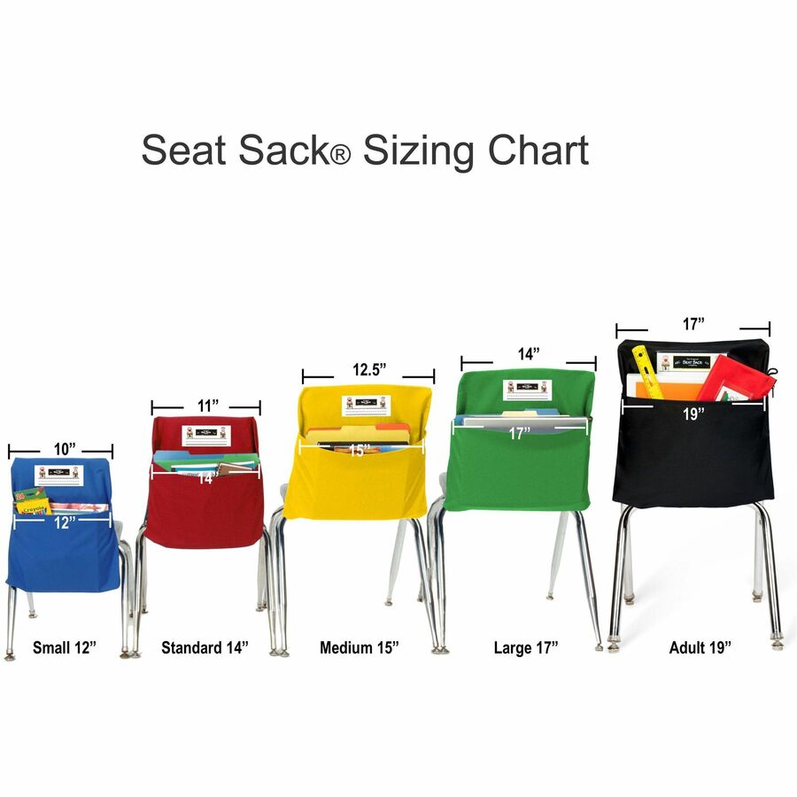 Seat Sack Classroom Pack One-Pocket - 1 Pocket(s) - 1 Compartment(s) - 15" Width x 2" Depth - Chair - Durable, Desk Space, Washable, Expandable - Yellow - Poly Cotton - 10/Pack - 1 Carton
