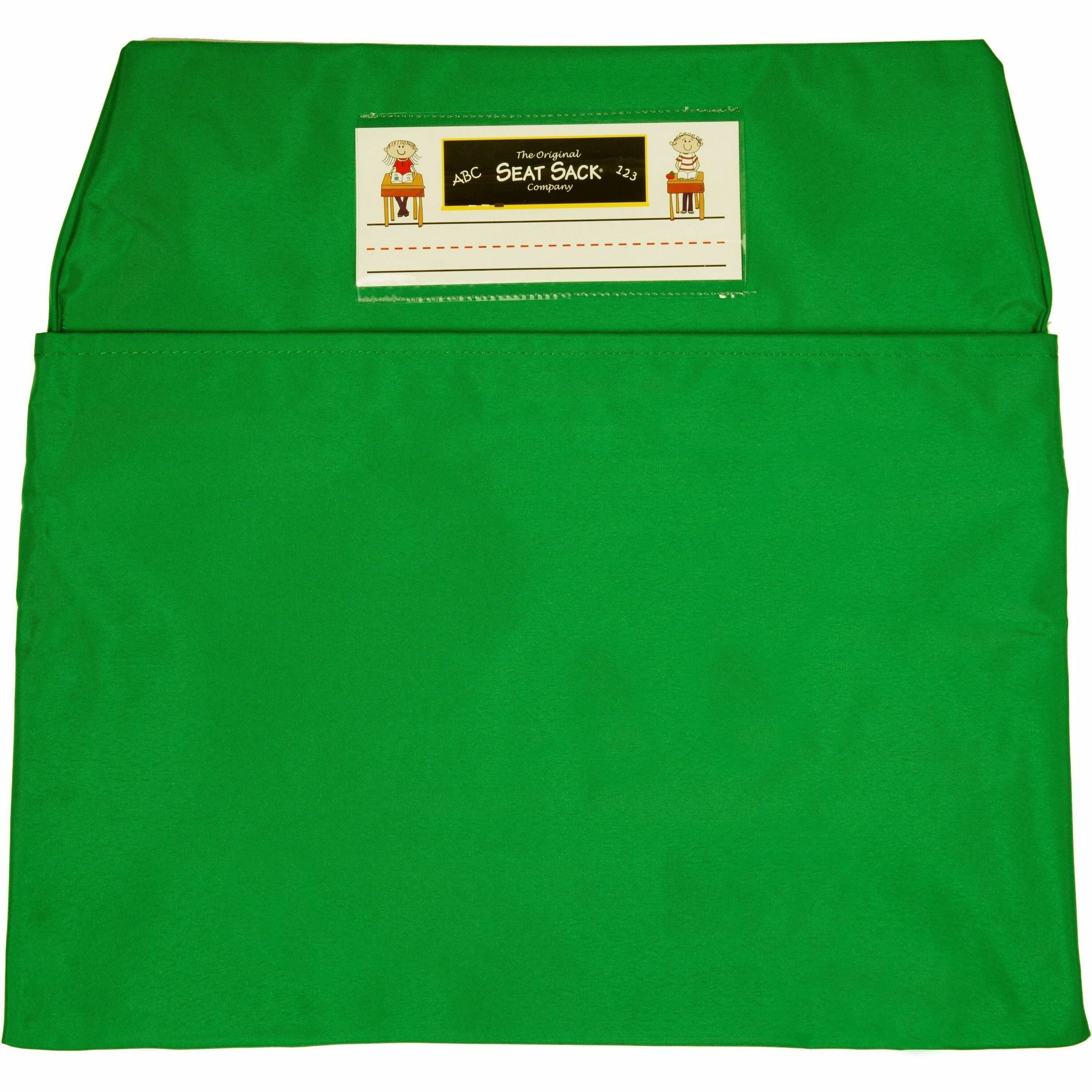 Seat Sack Classroom Pack One-Pocket - 1 Pocket(s) - 1 Compartment(s) - 15" Width x 2" Depth - Chair - Desk Space, Durable, Laminated, Washable, Expandable, Easy to Clean - Green - Poly Cotton - 25/Pack - 1 Carton