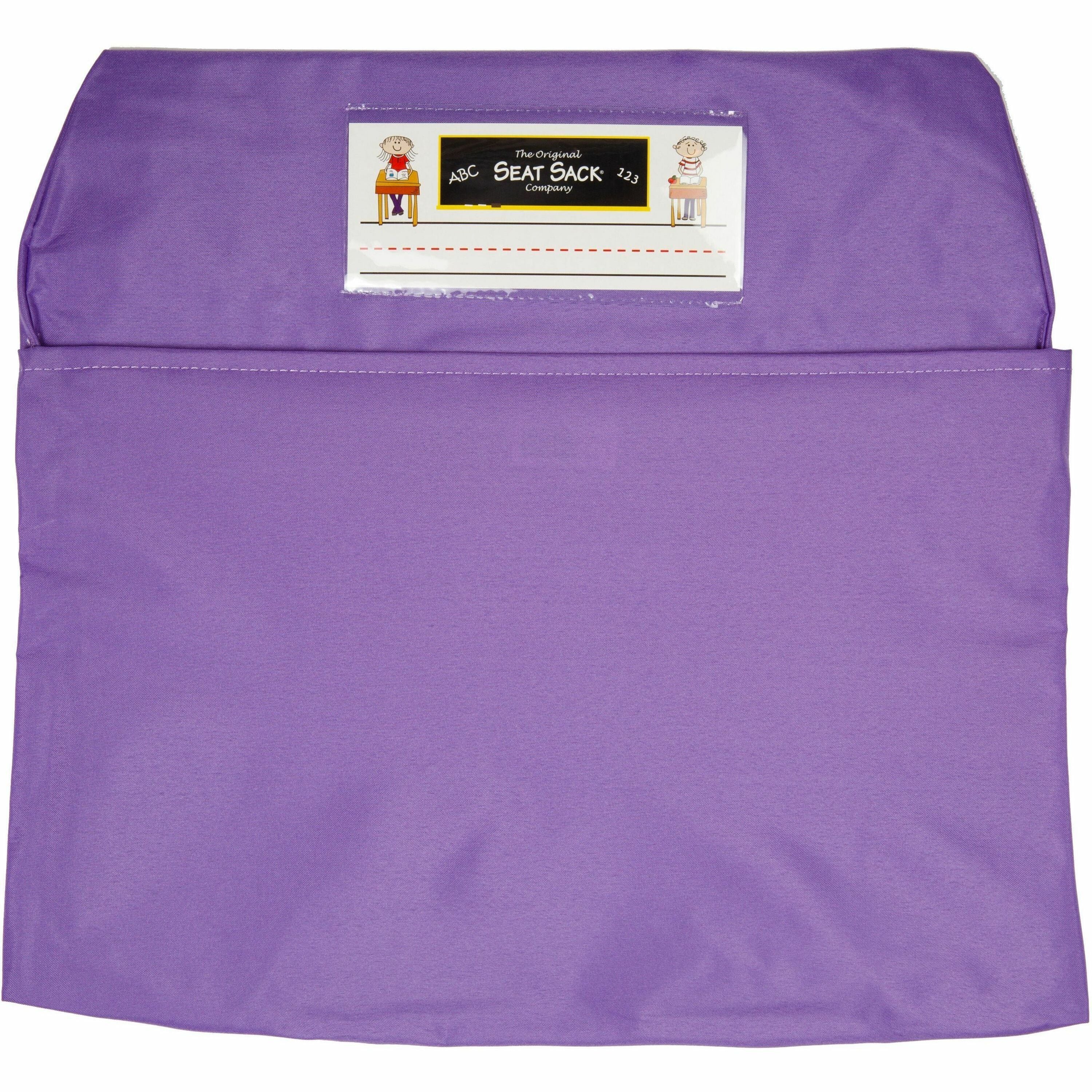 Seat Sack Classroom Pack One-Pocket - 1 Pocket(s) - 1 Compartment(s) - 15" Width x 2" Depth - Chair - Desk Space, Durable, Laminated, Washable, Expandable, Easy to Clean - Purple - Poly Cotton - 25/Pack - 1 Carton