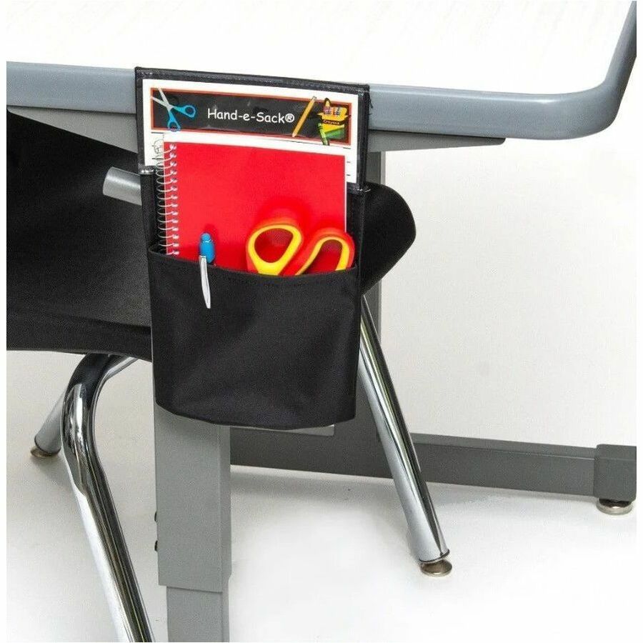 Seat Sack Hand-e-Sack Storage Pouches - Desk - Hook & Loop Closure, Interlockable, Storage Space, Tear Resistant, Adhesive - Black - 100 / Carton