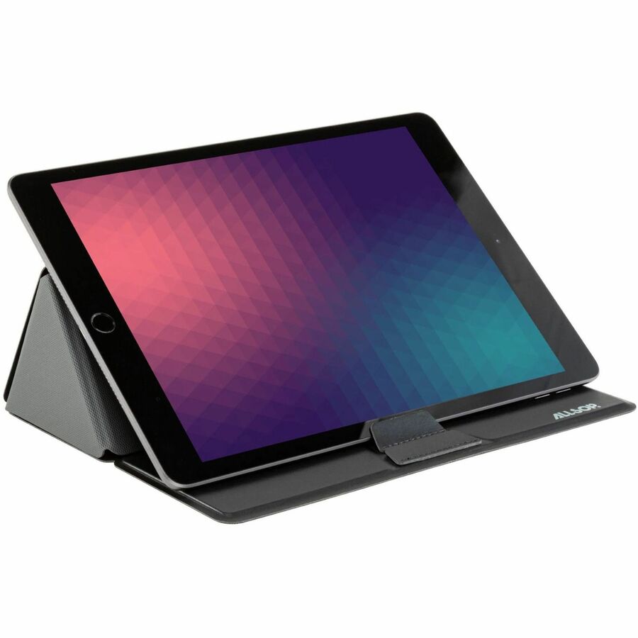 Allsop Foldio Laptop & Tablet Stand - Black - Ergonomic, Adjustable Angle, Adjustable Height, Magnetic, Compact, Portable, Foldable - 1 Each