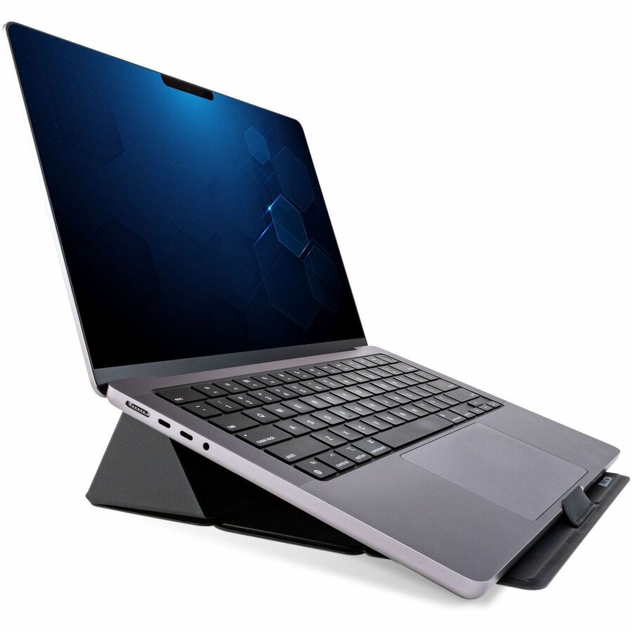 Allsop Foldio Laptop & Tablet Stand - Black - Ergonomic, Adjustable Angle, Adjustable Height, Magnetic, Compact, Portable, Foldable - 1 Each