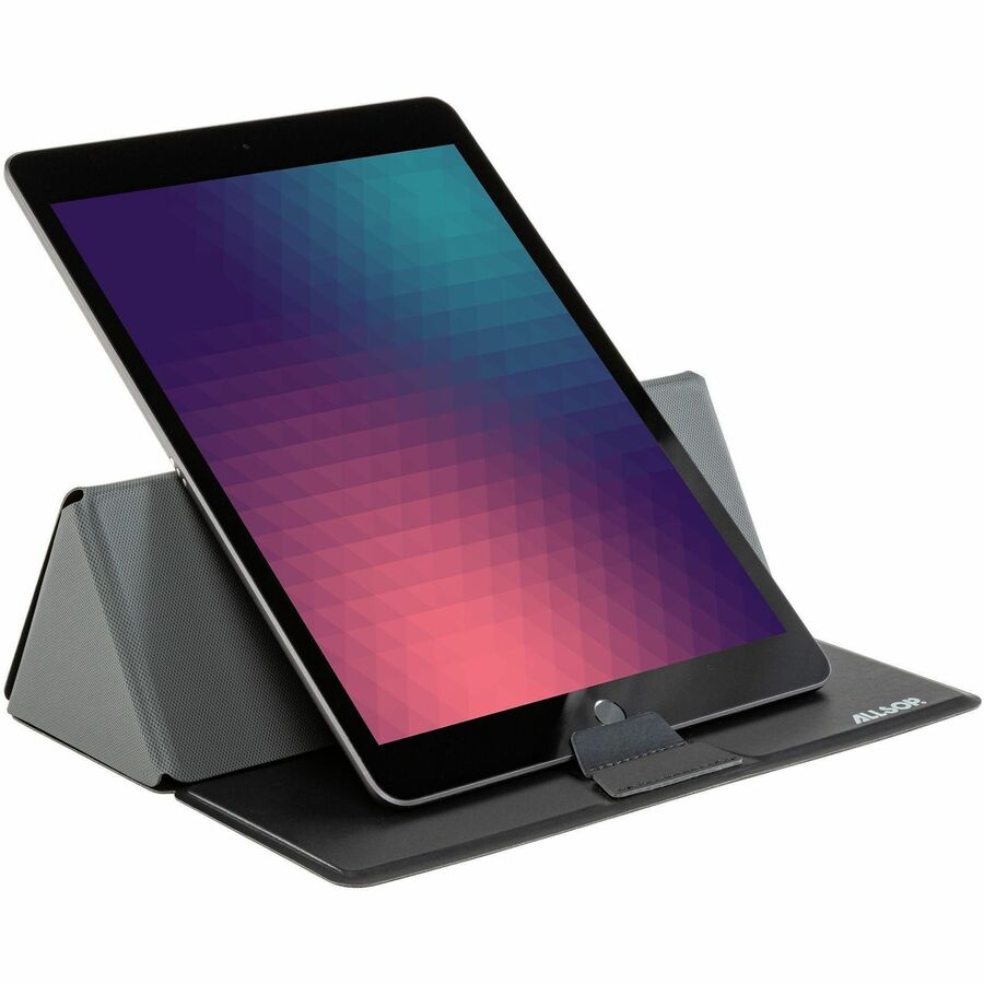Allsop Foldio Laptop & Tablet Stand - Black - Ergonomic, Adjustable Angle, Adjustable Height, Magnetic, Compact, Portable, Foldable - 1 Each