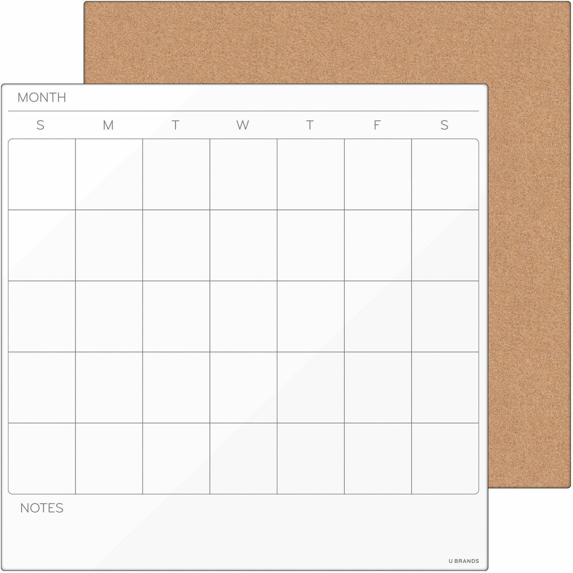 U Brands Tile Board Value Pack Frameless Dry-Erase Calendar & Corkboard - 1 Pack