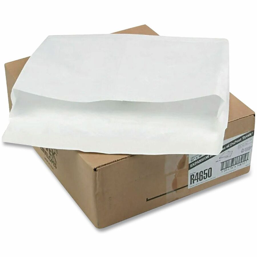 TOPS Self-Seal Light Weight Expansion Envelopes - Expansion - 12" Width x 16" Length - 2" Gusset - 14 lb - Self-sealing - White - Tyvek - 100 / Carton