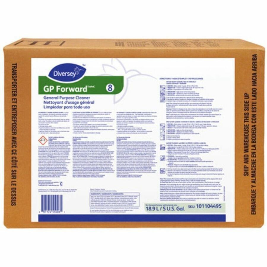 Diversey GP Forward General Purpose Cleaner - For Multi Surface - Concentrate - Liquid - 640 fl oz (20 quart) - 10.7 to 12.83 pH - Citrus Scent - Recommended For: Dirt Remover, Grit Remover, Grease Remover, Soap Scum Remover - Versatile, Rinse-free, Ko...