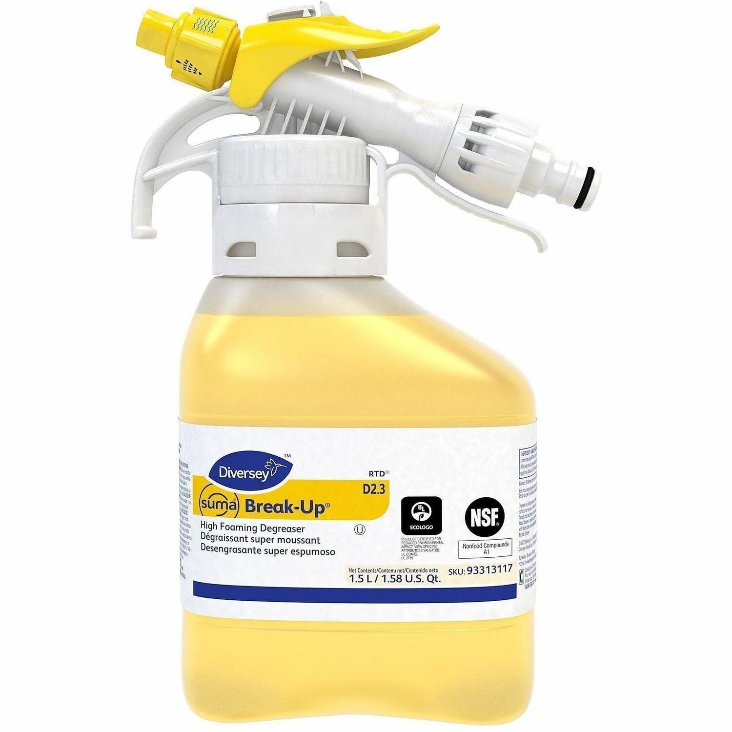 Diversey Suma Break-Up High Foaming Degreaser - For Multipurpose - Concentrate - Foam Spray - 50.7 fl oz (1.6 quart) - 6.91 to 7.15 pH - Recommended For: Grease Remover, Food Soil Remover, Residue Remover, Protein Remover, Fat Remover - Long Lasting, K...