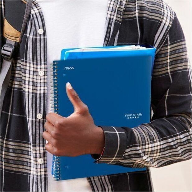 Five Star Subject Spiral Notebook - 1 Subject(s) - 100 Sheets - Wire Bound - Ruled Margin - Letter - 8 1/2" x 11" Sheet Size - Fire Red Plastic, Forest Green, Pacific Blue Cover - Durable Cover, Water Resistant, Bleed Resistant, Perforated, Spiral Lock...