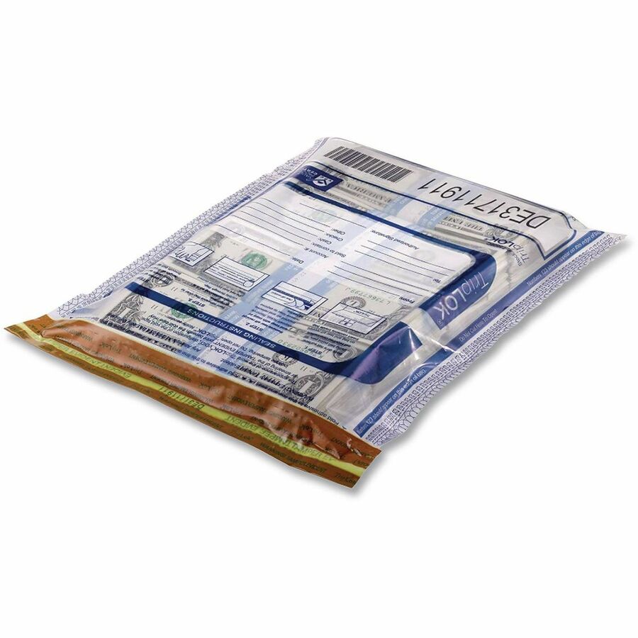 ControlTek High-Performing Security Bags - 16" Length x 12" Width - Seal Closure - Clear - Polyethylene - Security, Currency Handling, Bank, Cash - 100 / Pack