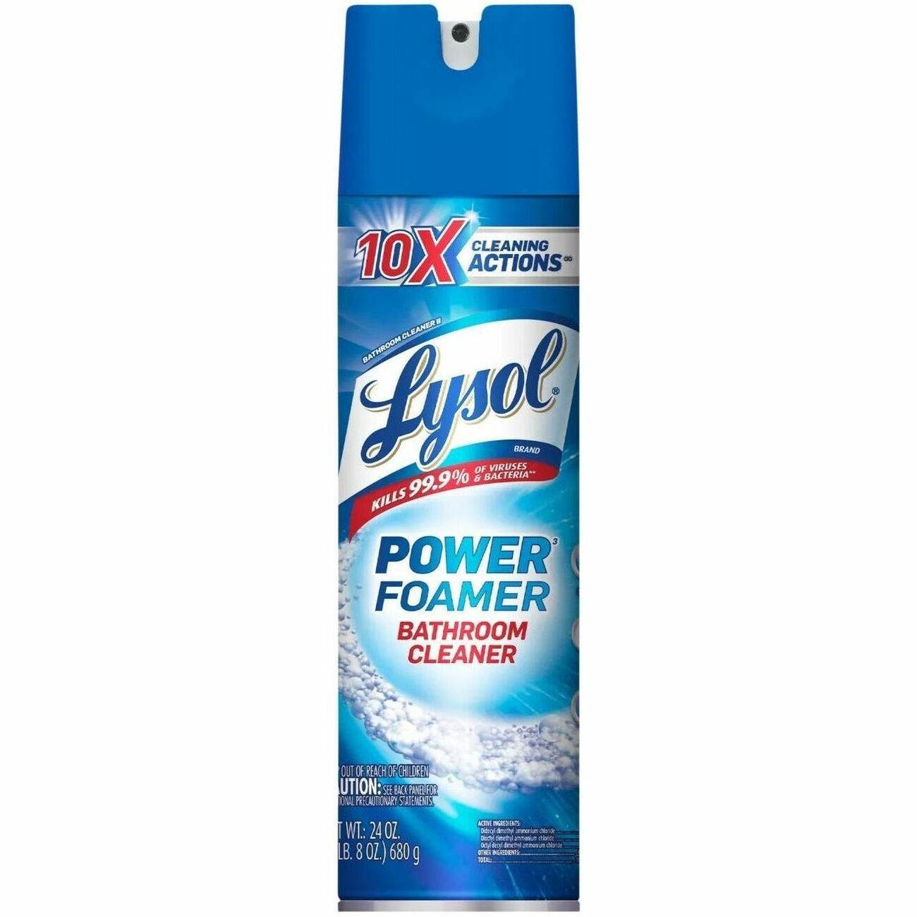 Lysol Power Foam Bath Cleaner - For Multi Surface - Foam Spray, Aerosol - 24 fl oz (0.8 quart) - Recommended For: Soap Scum Remover, Bacteria Remover, Virus Remover, Mold Remover, Mildew Remover, Grime Remover - Scrub-free - White Clear