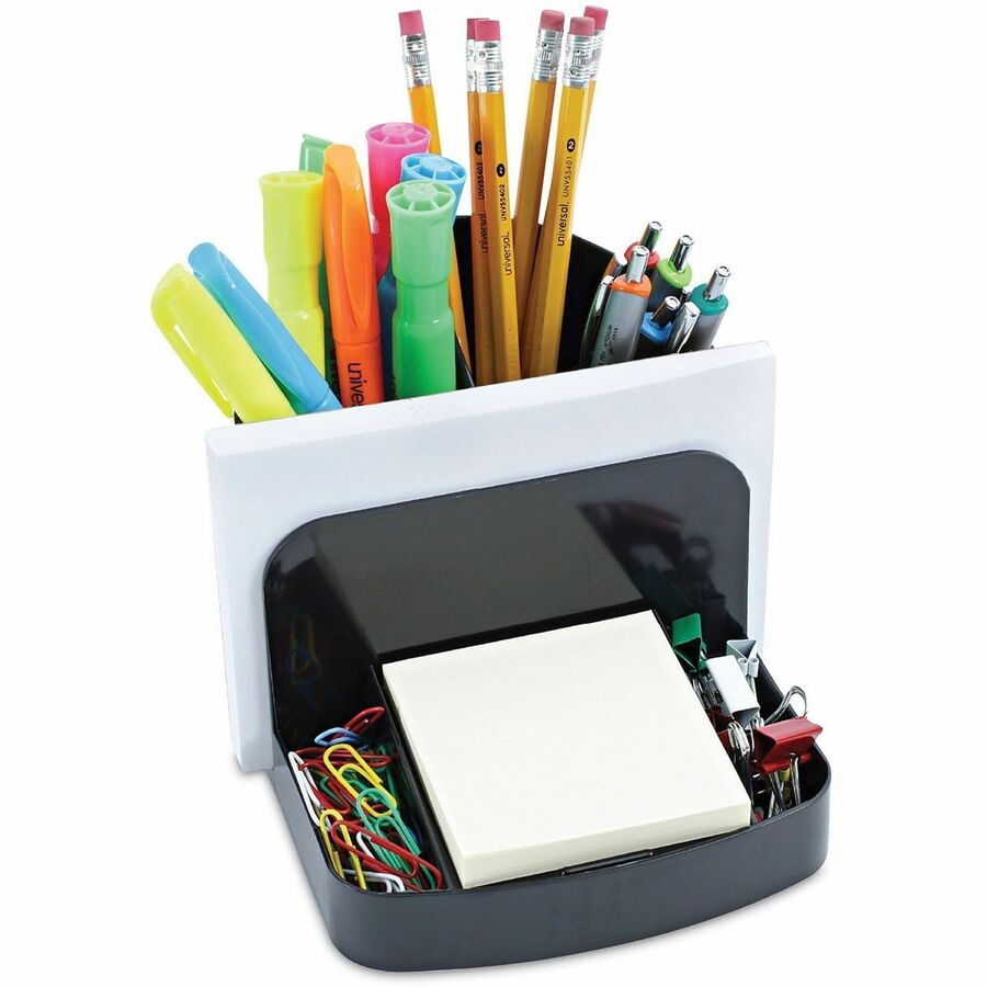 Universal Deluxe Message Center, 6 Compartments, Plastic, 5.5 x 6.75 x 5, Black - 6 Compartment(s) - 5" Height x 5.50" Width x 6.75" Depth - Black - Plastic - 1 Each