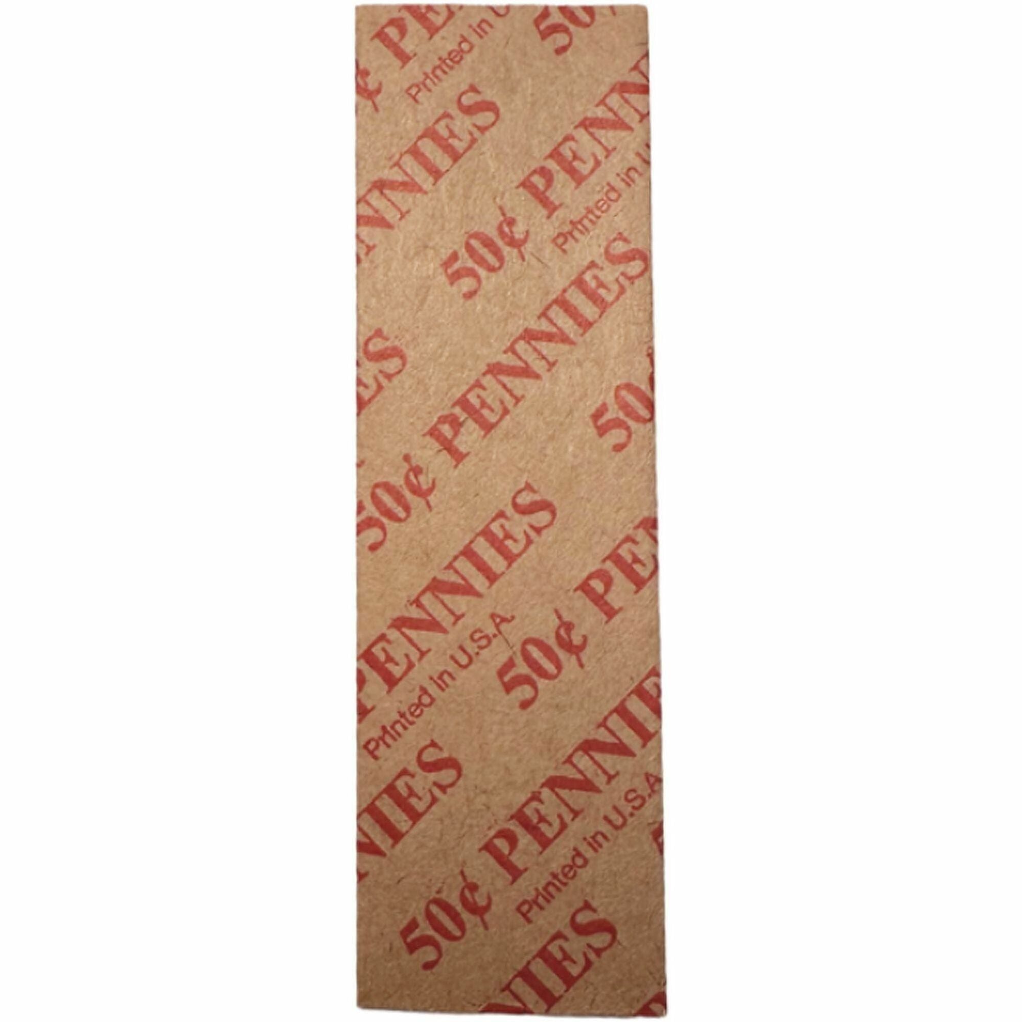 ControlTek Flat Tubular Coin Wrappers for Quarters - 25� Denomination - Durable, Crimped, Heavy Duty, Pre-printed - Kraft Paper - Red - 1000 / Box