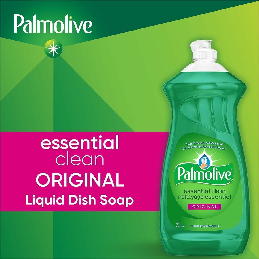 Palmolive EssentialClean Original DishSoap - For Dish - Liquid - 28 fl oz (0.9 quart) - Original Scent - Recommended For: Grease Remover, Food Remover, Grime Remover - Phosphate-free, Paraben-free - Green - 9 / Carton