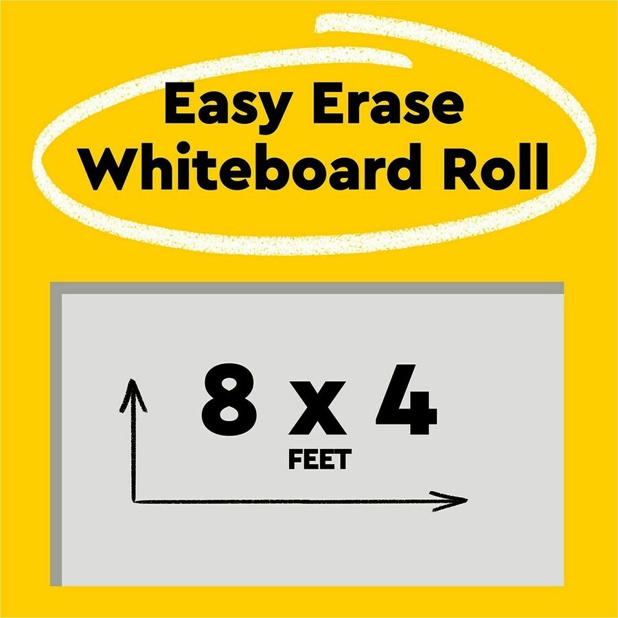 Post-it&reg; Easy Erase Whiteboard Roll, 8'x4' - 48" (4 ft) Width x 96" (8 ft) Height - White Polyester Surface - Rectangle - Stain Proof, Wipe-off, Smooth Surface - 1 Each