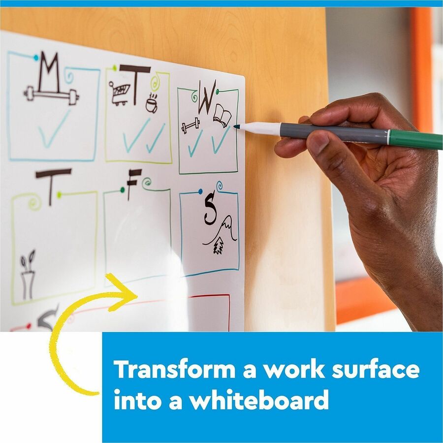 Post-it&reg; Easy Erase Whiteboard Roll, 8'x4' - 48" (4 ft) Width x 96" (8 ft) Height - White Polyester Surface - Rectangle - Stain Proof, Wipe-off, Smooth Surface - 1 Each