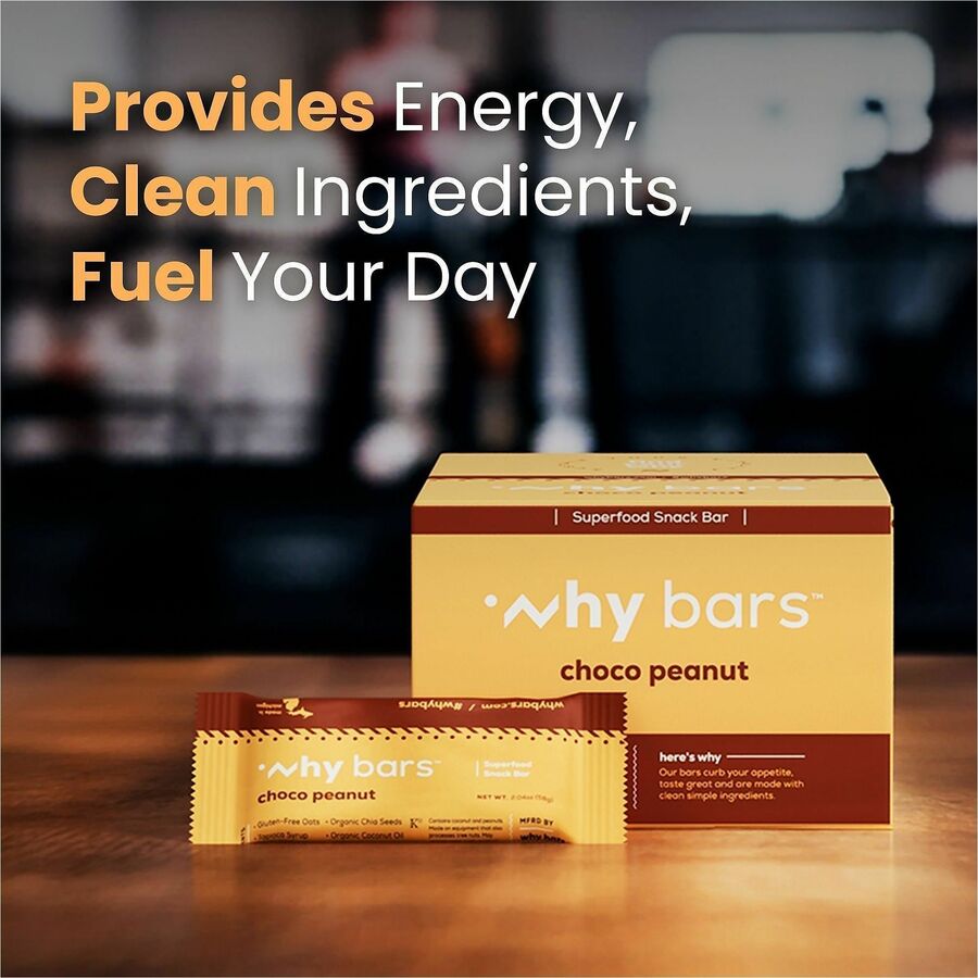 Why Bars Superfood Protein Snack Bars - Gluten-free, Dairy-free, Soy-free, Non-GMO, Individually Wrapped - Choco Peanut - 2.04 oz - 12 / Pack
