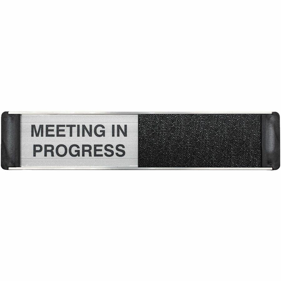 Seco Door Signs - Print/Message "Meeting In Progress" - 10" Width x 2" Height - Door-mountable - Self-adhesive - Display, Meeting, Room - Aluminum, Polyvinyl Chloride (PVC) - Multicolor - 1 Each
